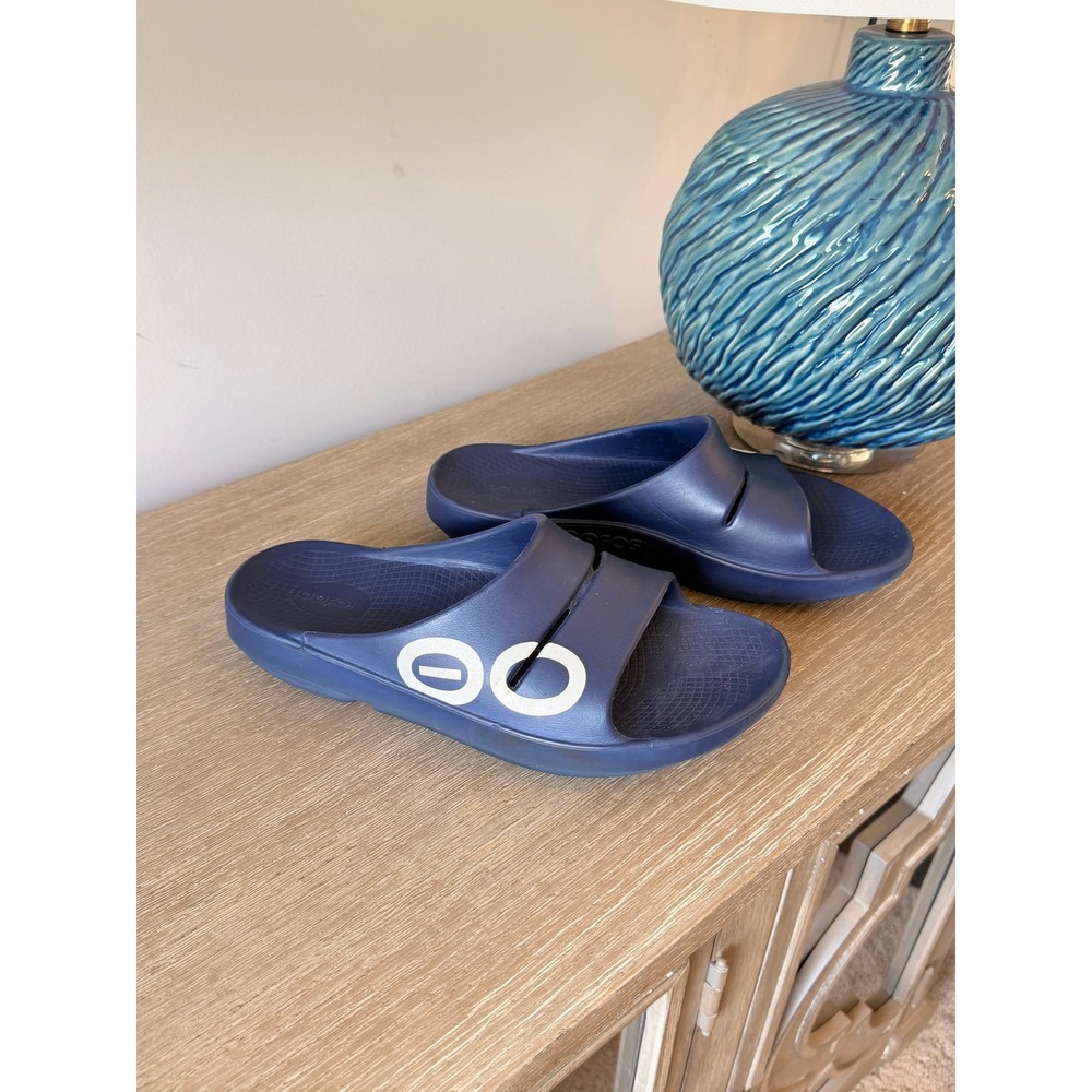 OOFOS OOahh Sport Slide Sandals Mens 11 Womens 13 Navy Blue M11 W13